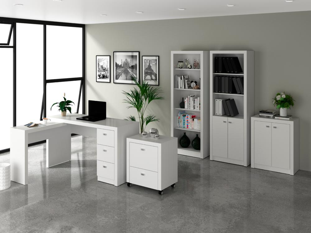 Conjunto Escritório Completo 5 Peças CJ2 Branco Tecno Mobili Conjunto Escritório Completo 5 Peças CJ2 Branco Tecno Mobili