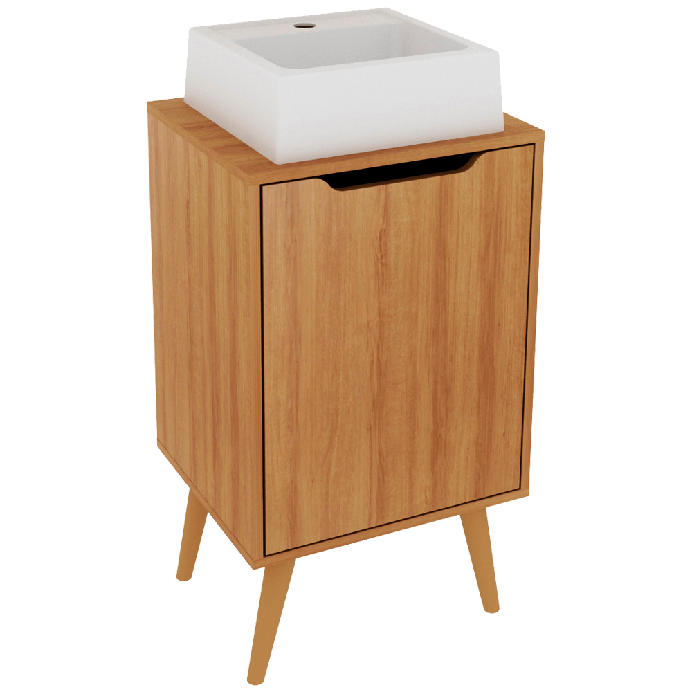 Gabinete 1 Porta Com Cuba Para Banheiro BN3630x41 Amendoa Tecno Mobili Gabinete 1 Porta Com Cuba Para Banheiro BN3630x41 Amendoa Tecno Mobili