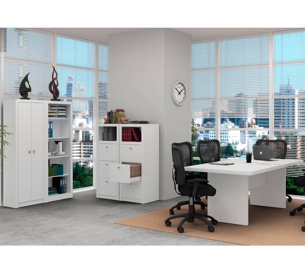 Conjunto Escritório Completo 05 Peças CJ18 Branco Tecno Mobili Conjunto Escritório Completo 05 Peças CJ18 Branco Tecno Mobili