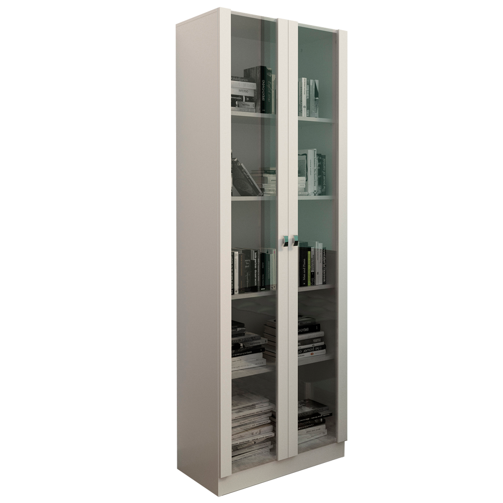 Armario Para Escritorio 2 Portas De Vidro ME4115 Branco Tecno Mobili Armario Para Escritorio 2 Portas De Vidro ME4115 Branco Tecno Mobili