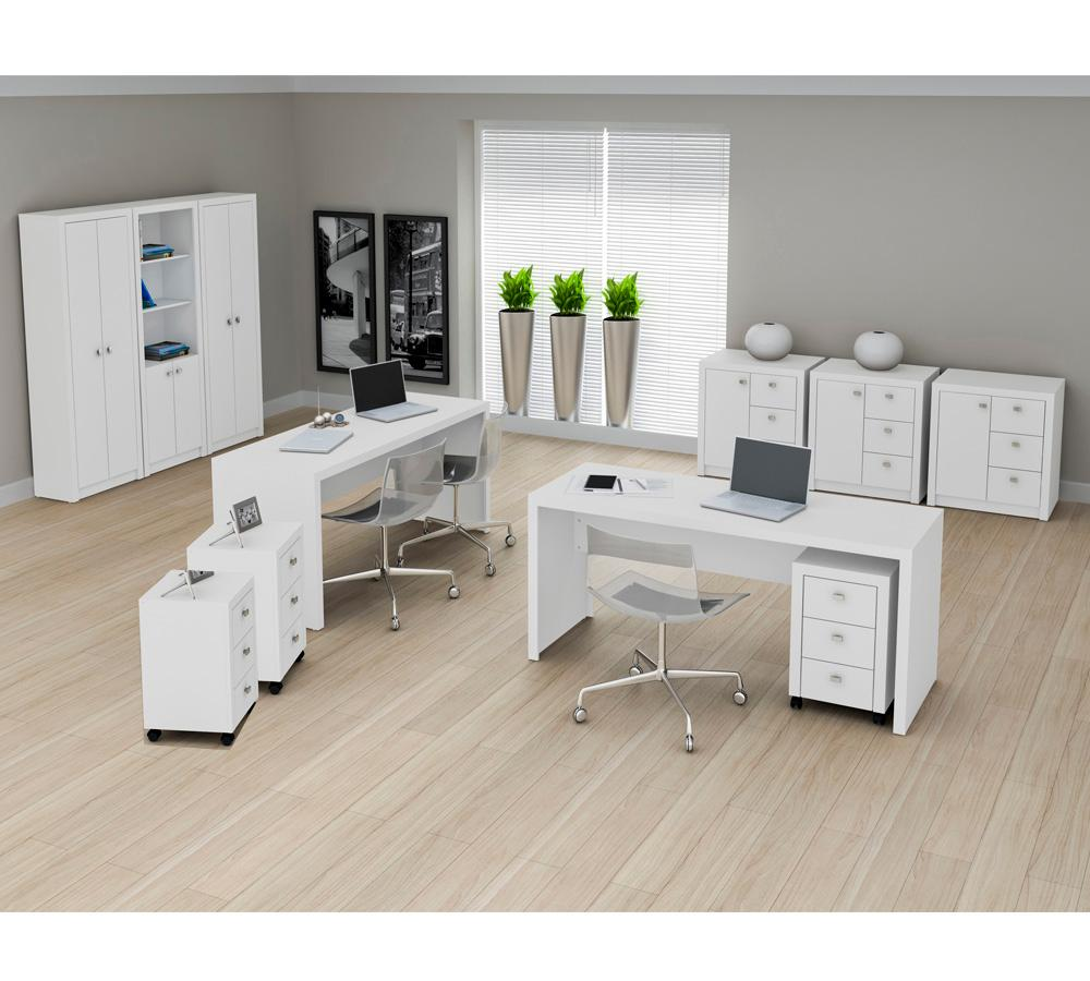 Conjunto Escritório Completo 11 Peças CJ8 Branco Tecno Mobili Conjunto Escritório Completo 11 Peças CJ8 Branco Tecno Mobili
