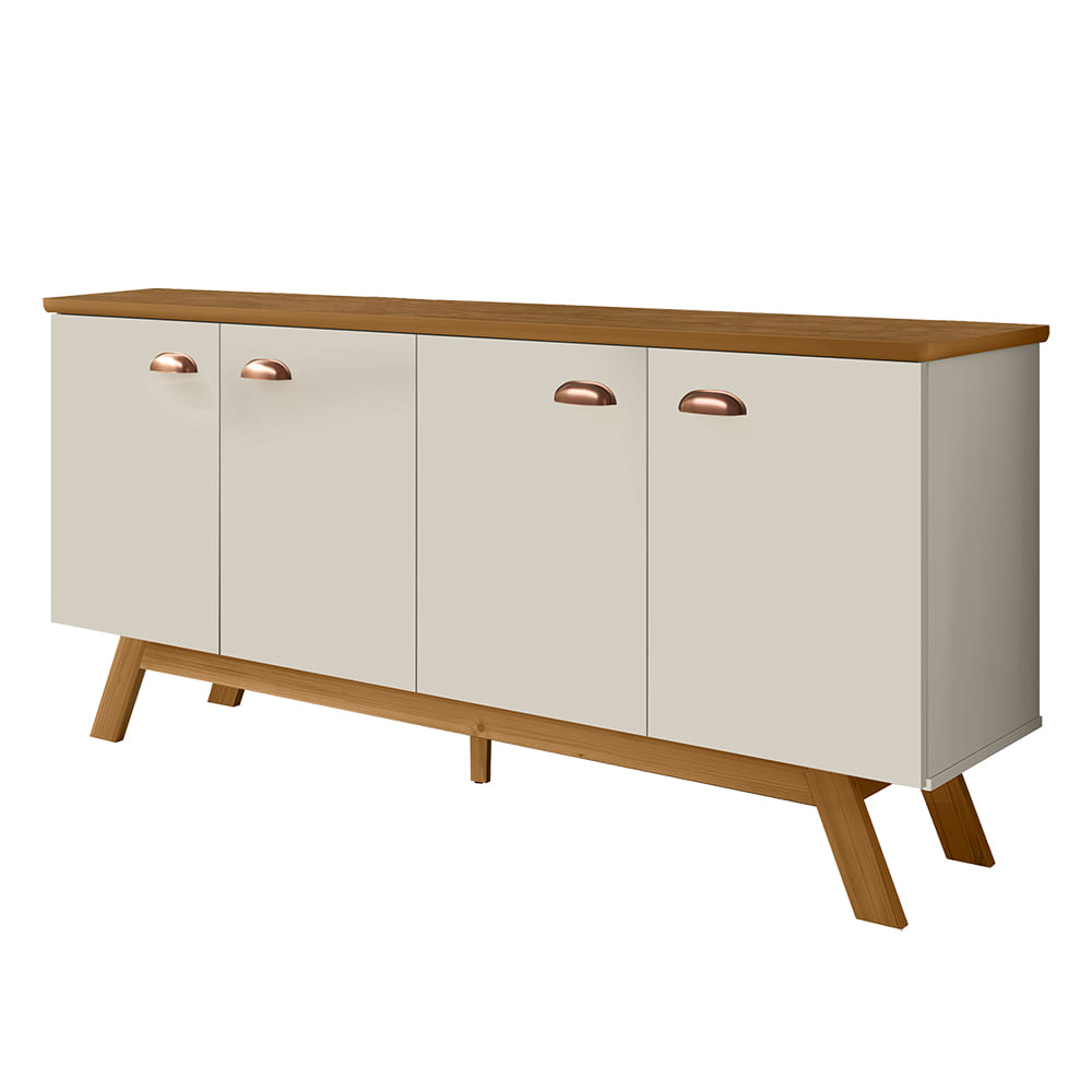 Balcao Buffet Atlanta 4 Portas 164 cm Off White Nature Tebar Balcao Buffet Atlanta 4 Portas 164 cm Off White Nature Tebar
