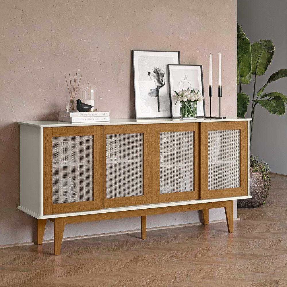 Buffet Detroit 04 Portas Off White/Nature - Tebarrot Buffet Detroit 04 Portas Off White/Nature - Tebarrot