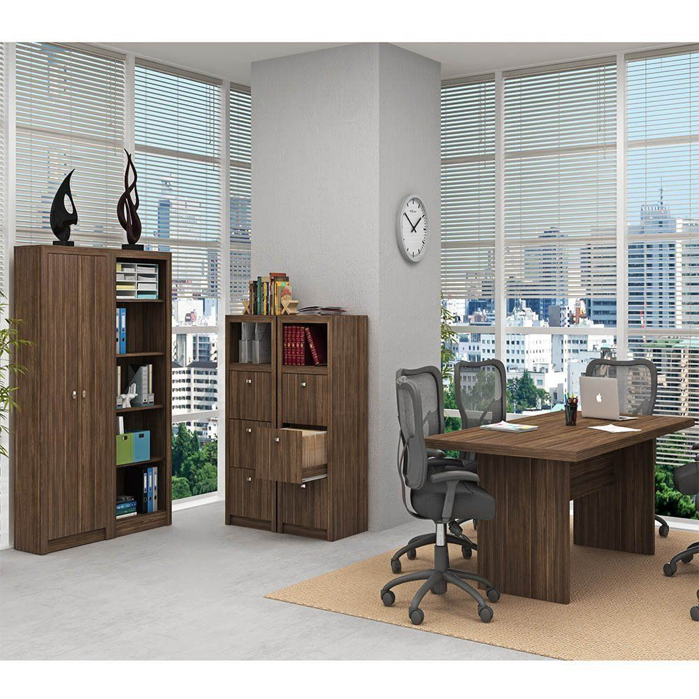 Conjunto Completo para Escritório 05 Peças Nogal G69 - Tecno Mobili Conjunto Completo para Escritório 05 Peças Nogal G69 - Tecno Mobili