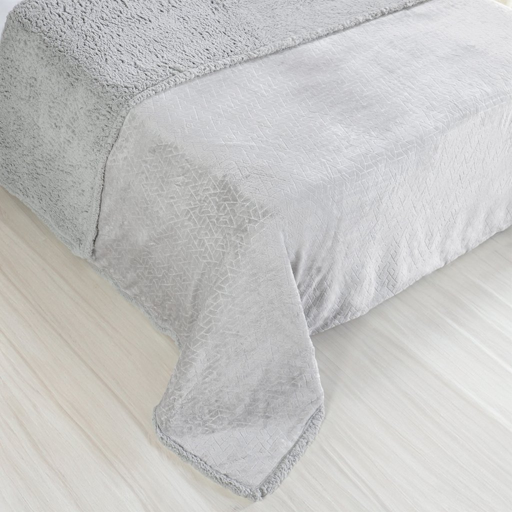 Manta Sherpa Realce Queen Dupla Face 220x240cm Cinza Elefante Manta Sherpa Realce Queen Dupla Face 220x240cm Cinza Elefante