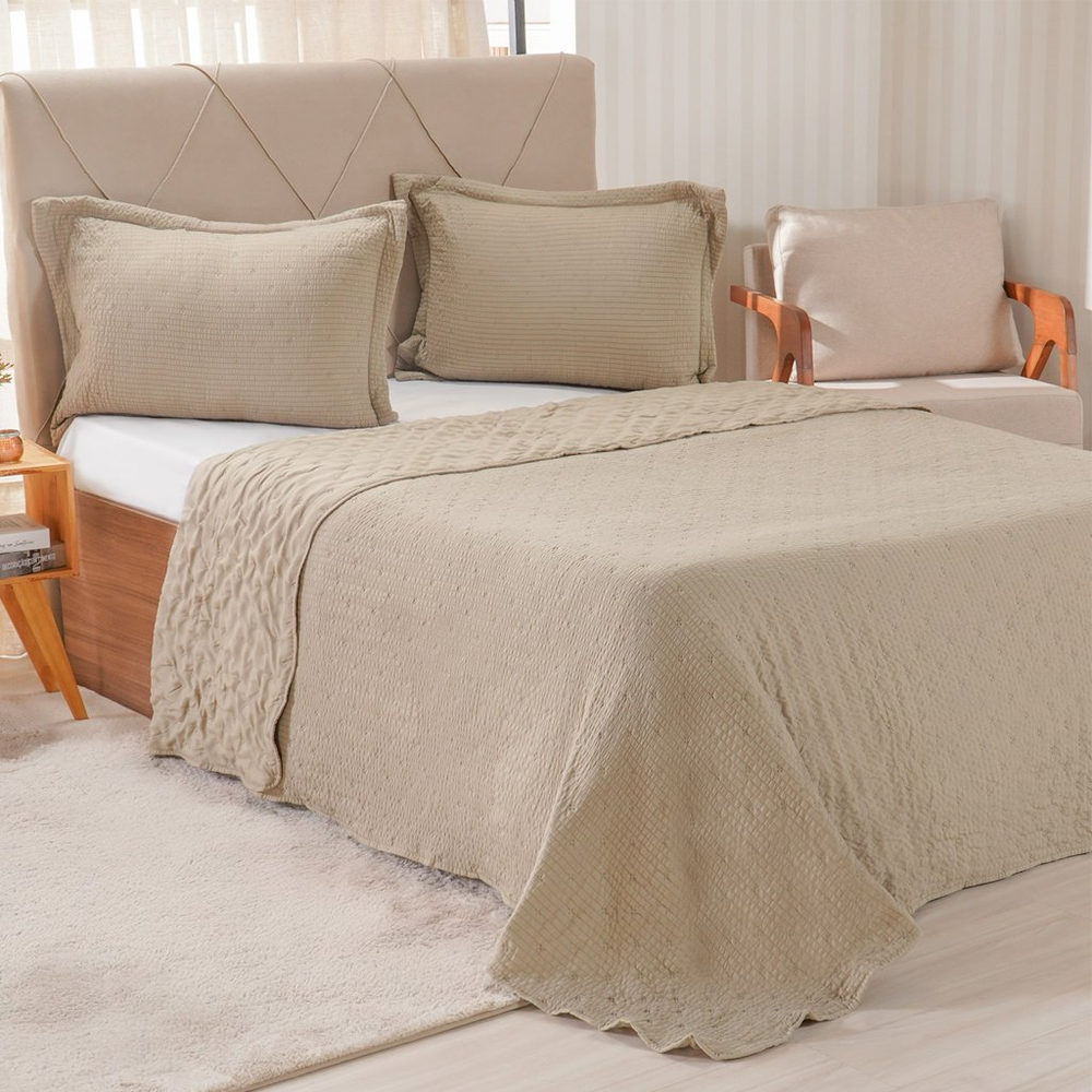 Kit Colcha Casal Santorini New 220x240cm Linho Kit Colcha Casal Santorini New 220x240cm Linho