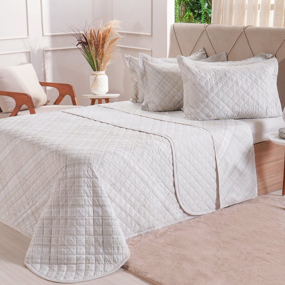 Kit Colcha Queen 200 Fios Estampada 240x260cm Tartan Kit Colcha Queen 200 Fios Estampada 240x260cm Tartan