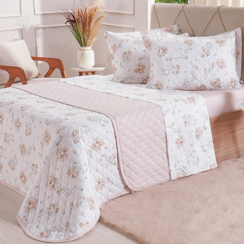 Kit Colcha Solteiro 200 Fios Estampada 160x240cm Lyrical Kit Colcha Solteiro 200 Fios Estampada 160x240cm Lyrical