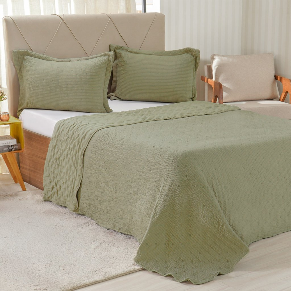 Kit Colcha Queen Santorini New 240x260cm Folha Seca Kit Colcha Queen Santorini New 240x260cm Folha Seca