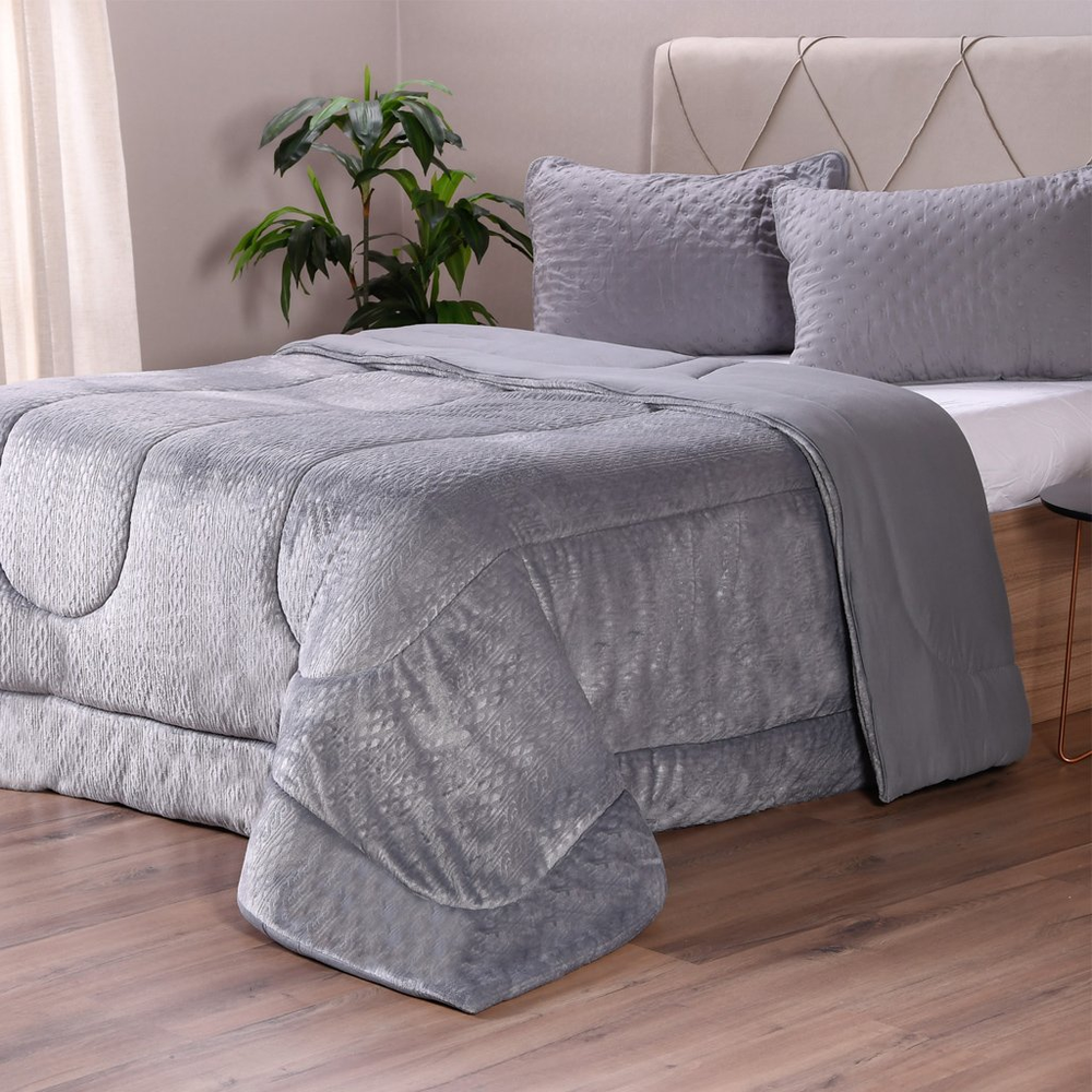 Coberdrom Duetto Plush Casal Malha 100% Algodão 200x220cm Zinco Coberdrom Duetto Plush Casal Malha 100% Algodão 200x220cm Zinco