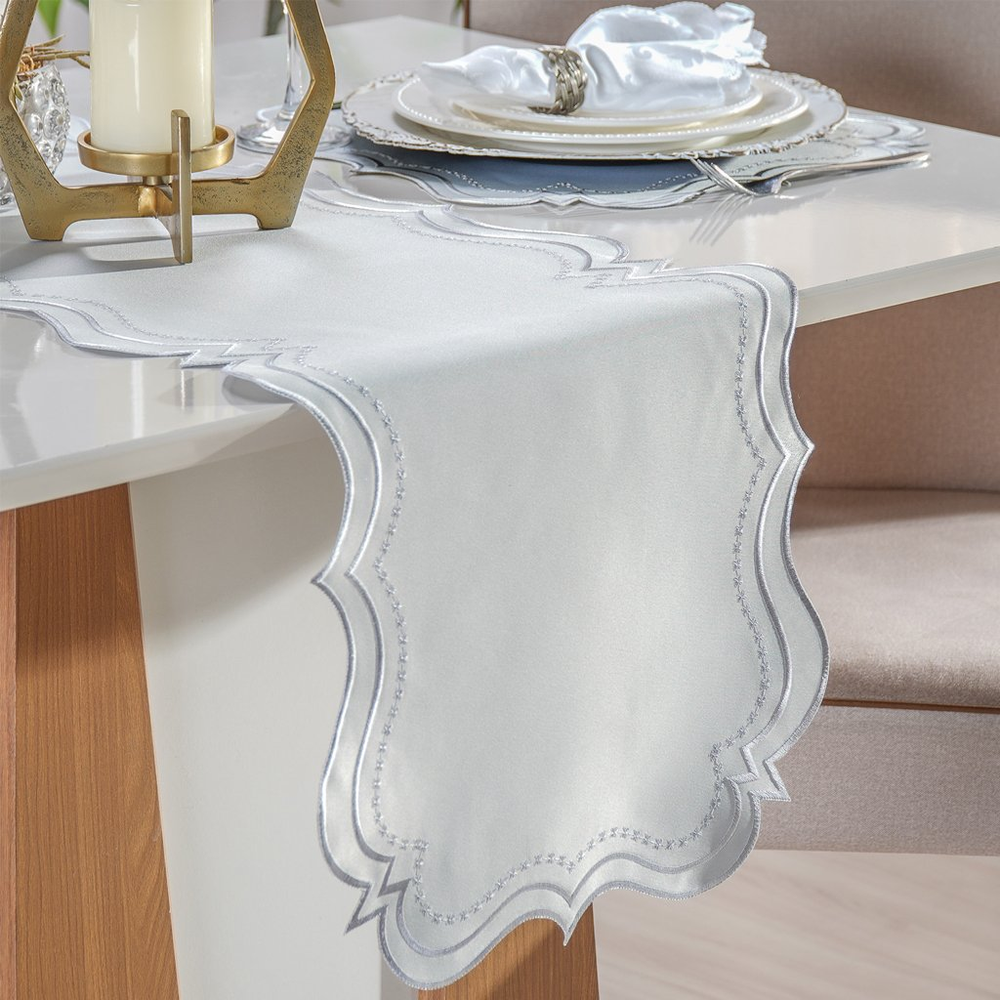 Trilho de Mesa Bordare Bordado 40x150cm Oyster Trilho de Mesa Bordare Bordado 40x150cm Oyster