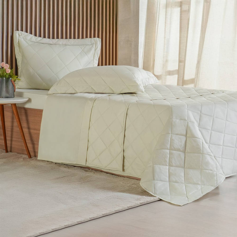 Kit Colcha Queen 3 Pçs Ricamo 300 Fios 100% Algodão 240x260cm Salvia Kit Colcha Queen 3 Pçs Ricamo 300 Fios 100% Algodão 240x260cm Salvia