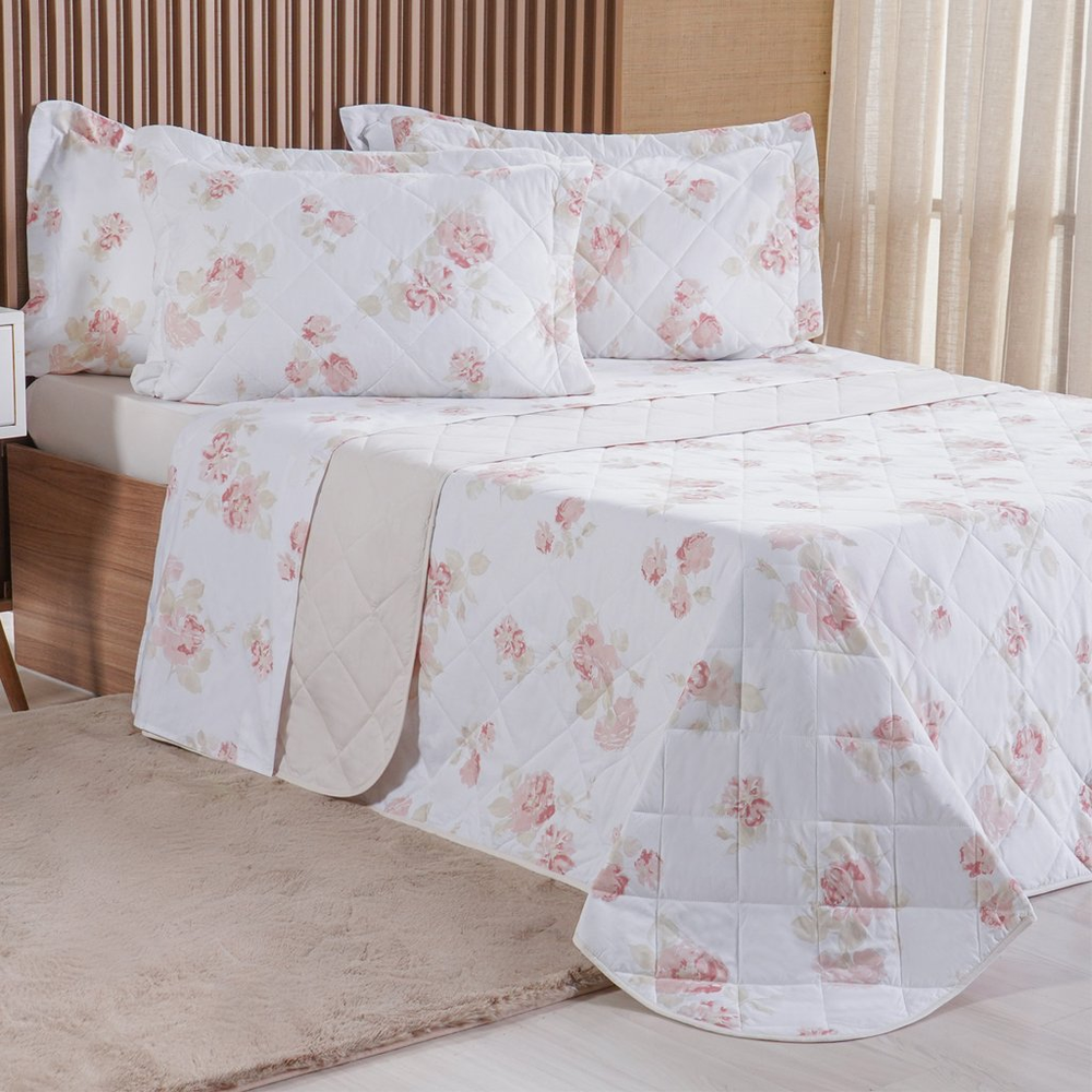 Kit Colcha Casal 200 Fios Estampada New 100% Algodão 220x240cm Classique Kit Colcha Casal 200 Fios Estampada New 100% Algodão 220x240cm Classique