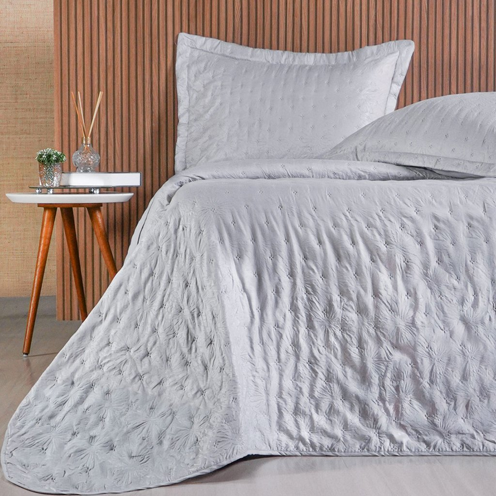 Kit Colcha King Sensatti 3D Embossed 260x280cm Cinza Fog Kit Colcha King Sensatti 3D Embossed 260x280cm Cinza Fog