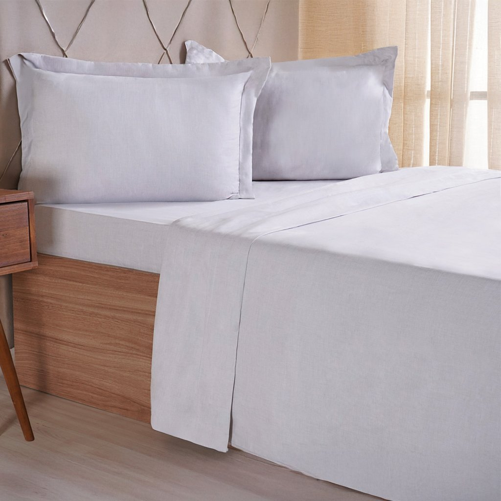 Jogo de Cama Solteiro 3 Pçs lIne Stile 100% Poliéster 88x188x30cm Cinza Fog Jogo de Cama Solteiro 3 Pçs lIne Stile 100% Poliéster 88x188x30cm Cinza Fog
