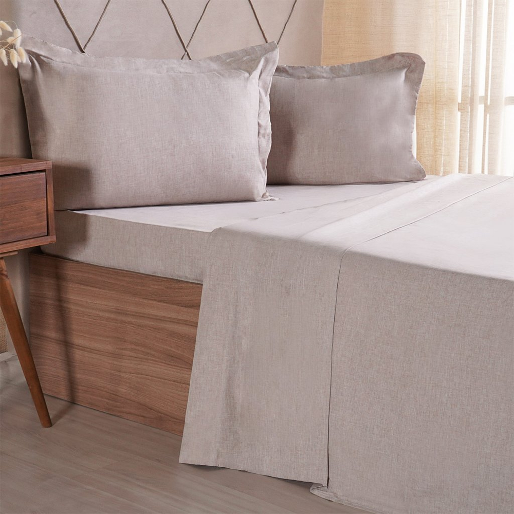 Jogo de Cama Queen 4 Pçs lIne Stile 100% Poliéster 158x198x35cm Linho Jogo de Cama Queen 4 Pçs lIne Stile 100% Poliéster 158x198x35cm Linho