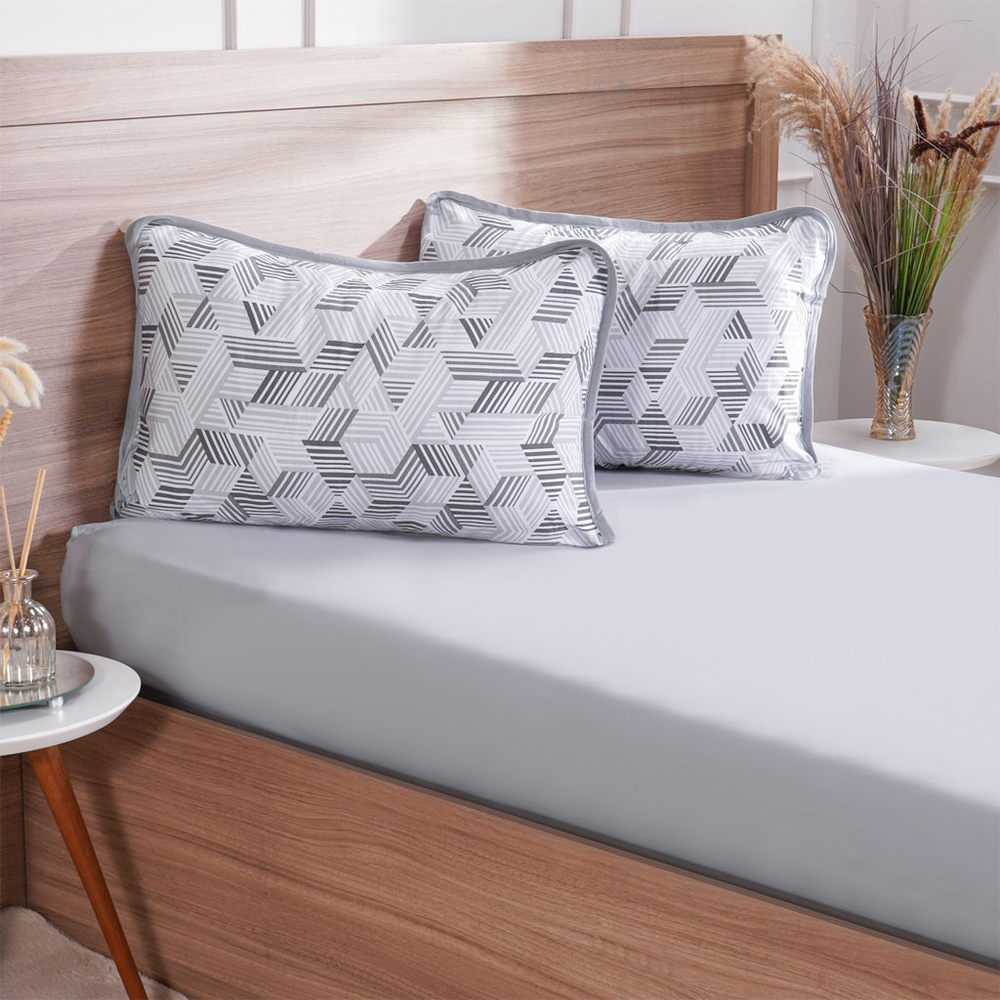 Jogo de Cama Queen 3 Pçs Malha Premium 145g/m² 100% Algodão 158x198x35cm Geometria Jogo de Cama Queen 3 Pçs Malha Premium 145g/m² 100% Algodão 158x198x35cm Geometria