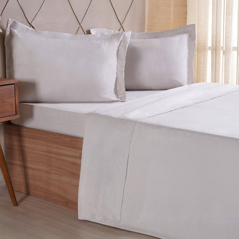 Jogo de Cama King 4 Pçs lIne Stile 100% Poliéster 193x203x40cm Biscuit Jogo de Cama King 4 Pçs lIne Stile 100% Poliéster 193x203x40cm Biscuit