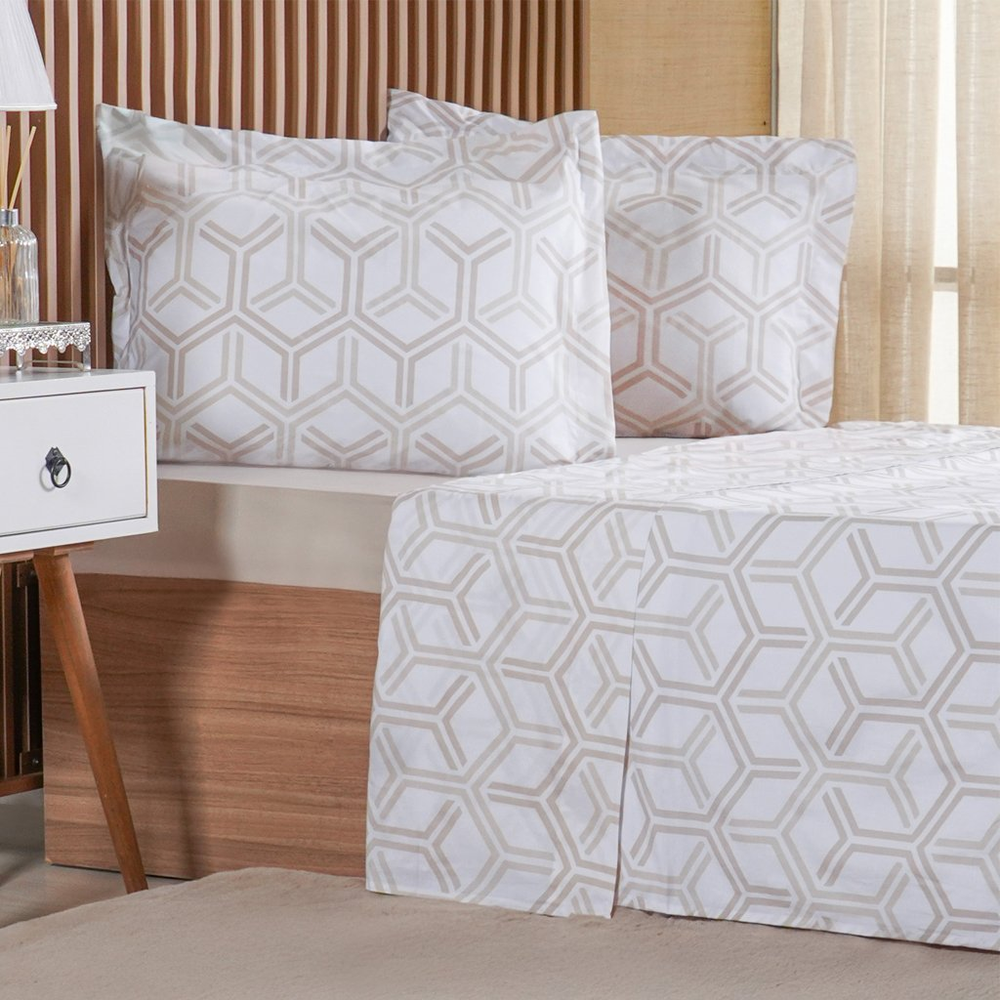 Jogo de Cama Queen 3 Pçs 200 Fios 100% Algodão 160x200x35cm Rayon Jogo de Cama Queen 3 Pçs 200 Fios 100% Algodão 160x200x35cm Rayon