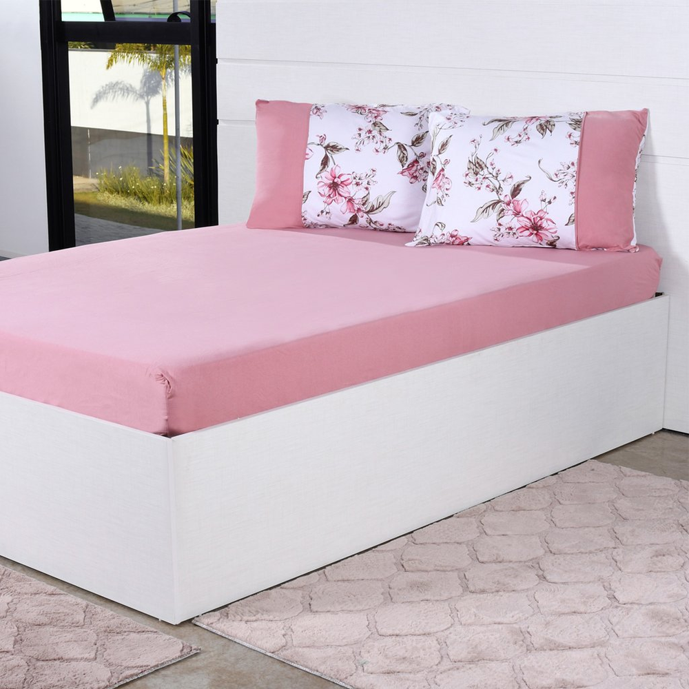 Jogo de Cama Casal 3 Pçs Malha Premium 145g/m² 100% Algodão 138x188x30cm Fiori Jogo de Cama Casal 3 Pçs Malha Premium 145g/m² 100% Algodão 138x188x30cm Fiori
