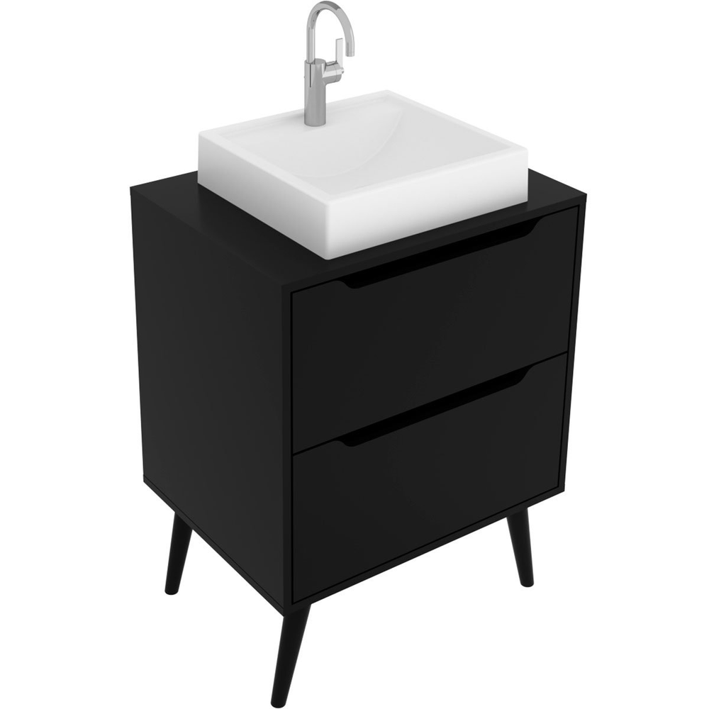Gabinete para Banheiro 60 cm 2 Gavetas com Cuba Robin Preto Gabinete para Banheiro 60 cm 2 Gavetas com Cuba Robin Preto