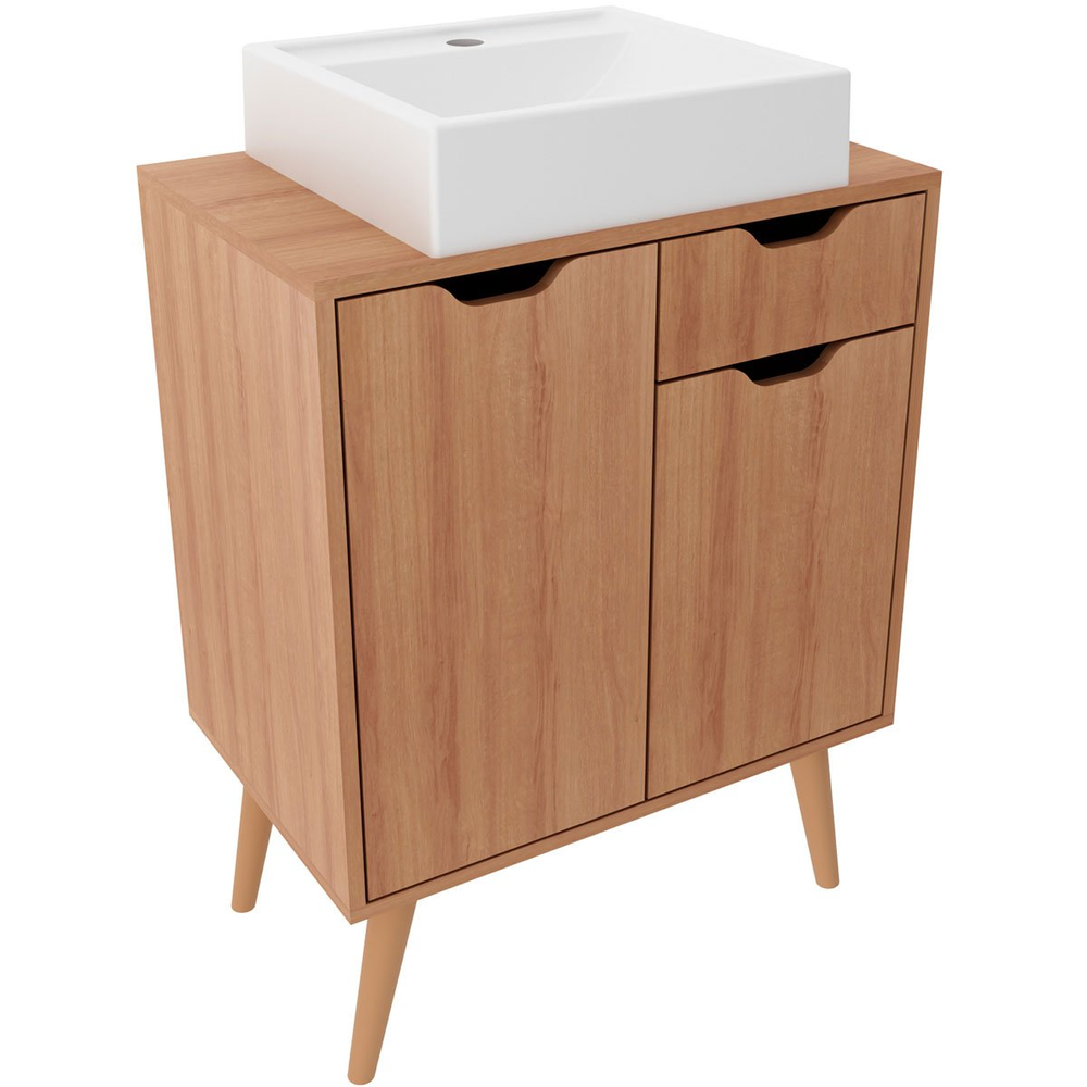 Gabinete para Banheiro 60 cm 2 Portas com Cuba Meire Amêndoa Gabinete para Banheiro 60 cm 2 Portas com Cuba Meire Amêndoa