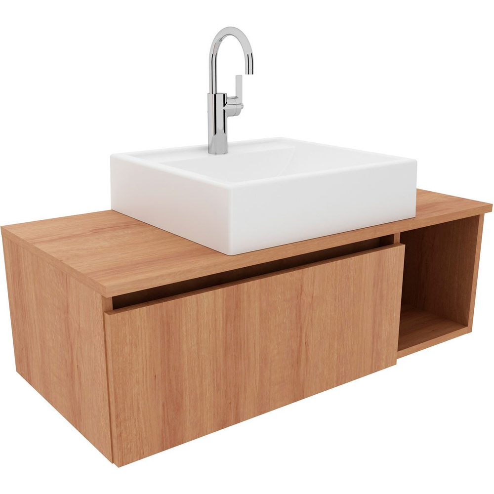 Gabinete de Banheiro 80 cm com Cuba 1 Porta e Nicho Amêndoa Gabinete de Banheiro 80 cm com Cuba 1 Porta e Nicho Amêndoa