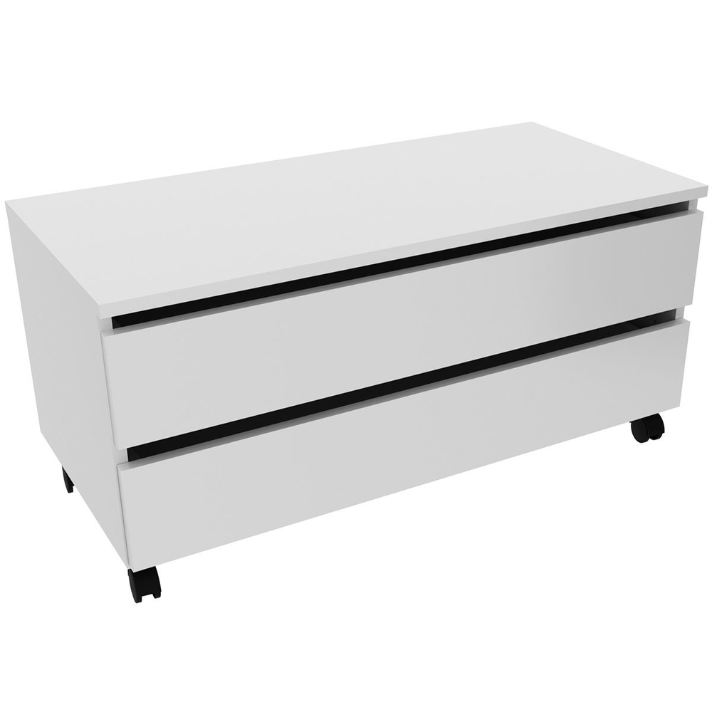 Balcão para Gabinete de Banheiro 2 Gavetas com Rodízios Branco Balcão para Gabinete de Banheiro 2 Gavetas com Rodízios Branco