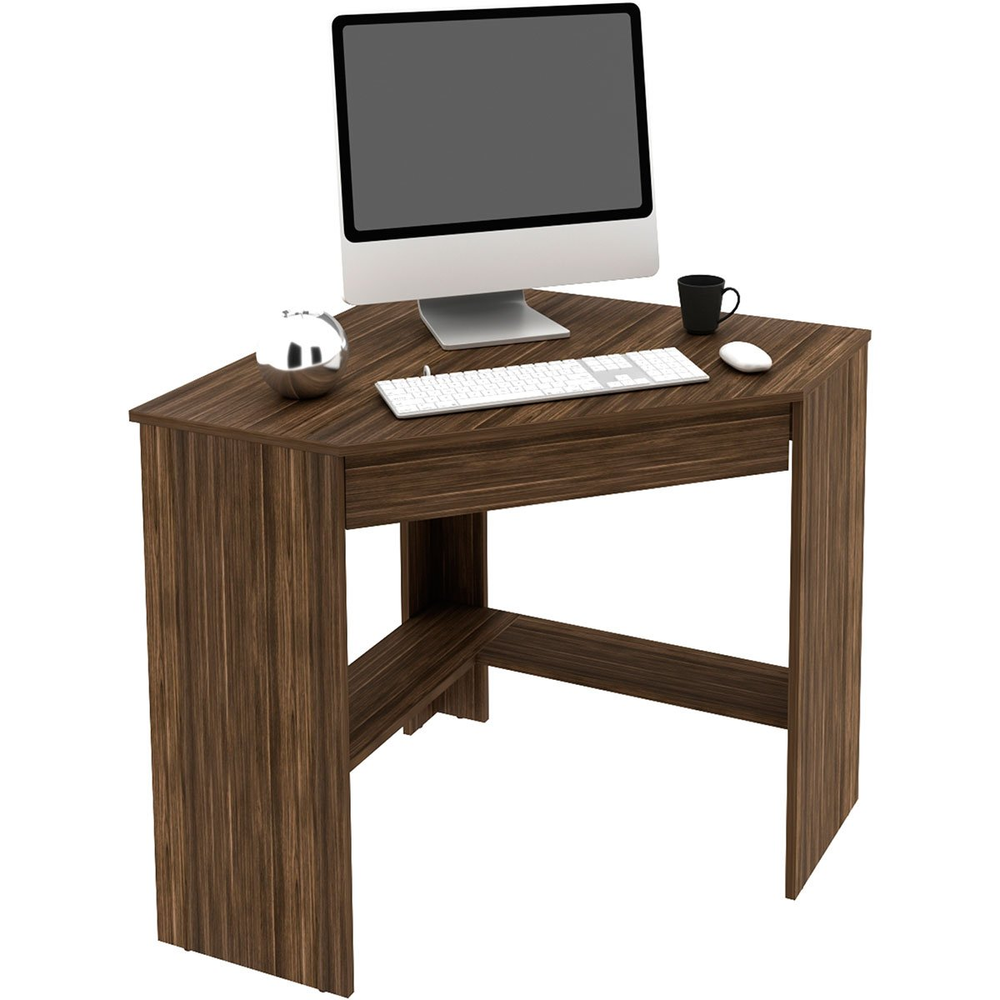 Mesa Escrivaninha de Canto para Escritório 1 Gaveta Nogal Mesa Escrivaninha de Canto para Escritório 1 Gaveta Nogal