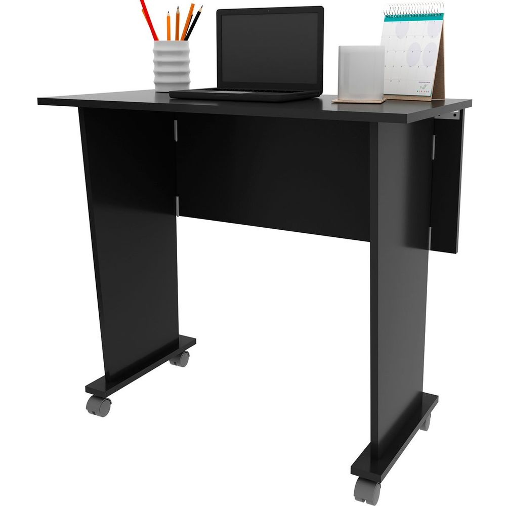 Mesa Escrivaninha Dobrável com Rodízio Preto Mesa Escrivaninha Dobrável com Rodízio Preto
