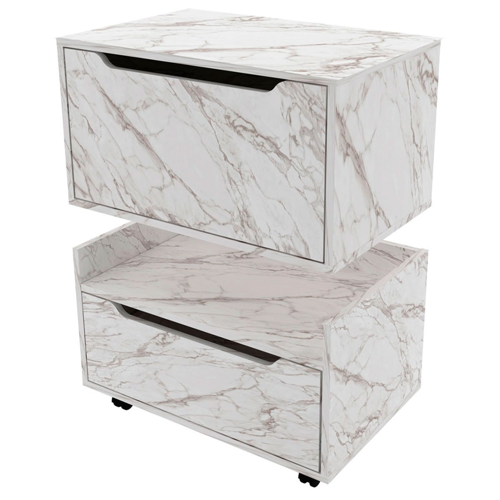Kit Balcão e Gabinete de Banheiro 1 Porta 1 Gaveta e Rodízio Mármore Branco Kit Balcão e Gabinete de Banheiro 1 Porta 1 Gaveta e Rodízio Mármore Branco