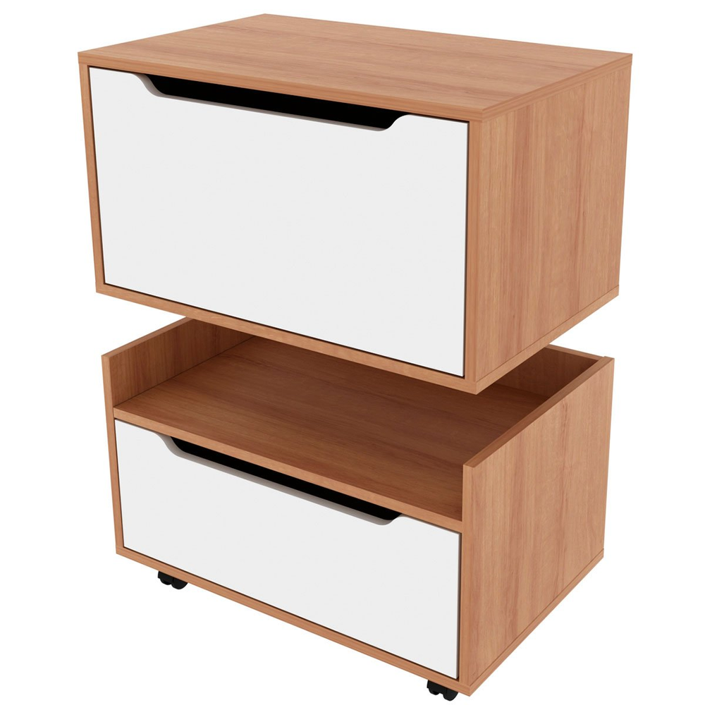 Kit Balcão e Gabinete de Banheiro 1 Porta 1 Gaveta e Rodízio Amêndoa/Branco Kit Balcão e Gabinete de Banheiro 1 Porta 1 Gaveta e Rodízio Amêndoa/Branco