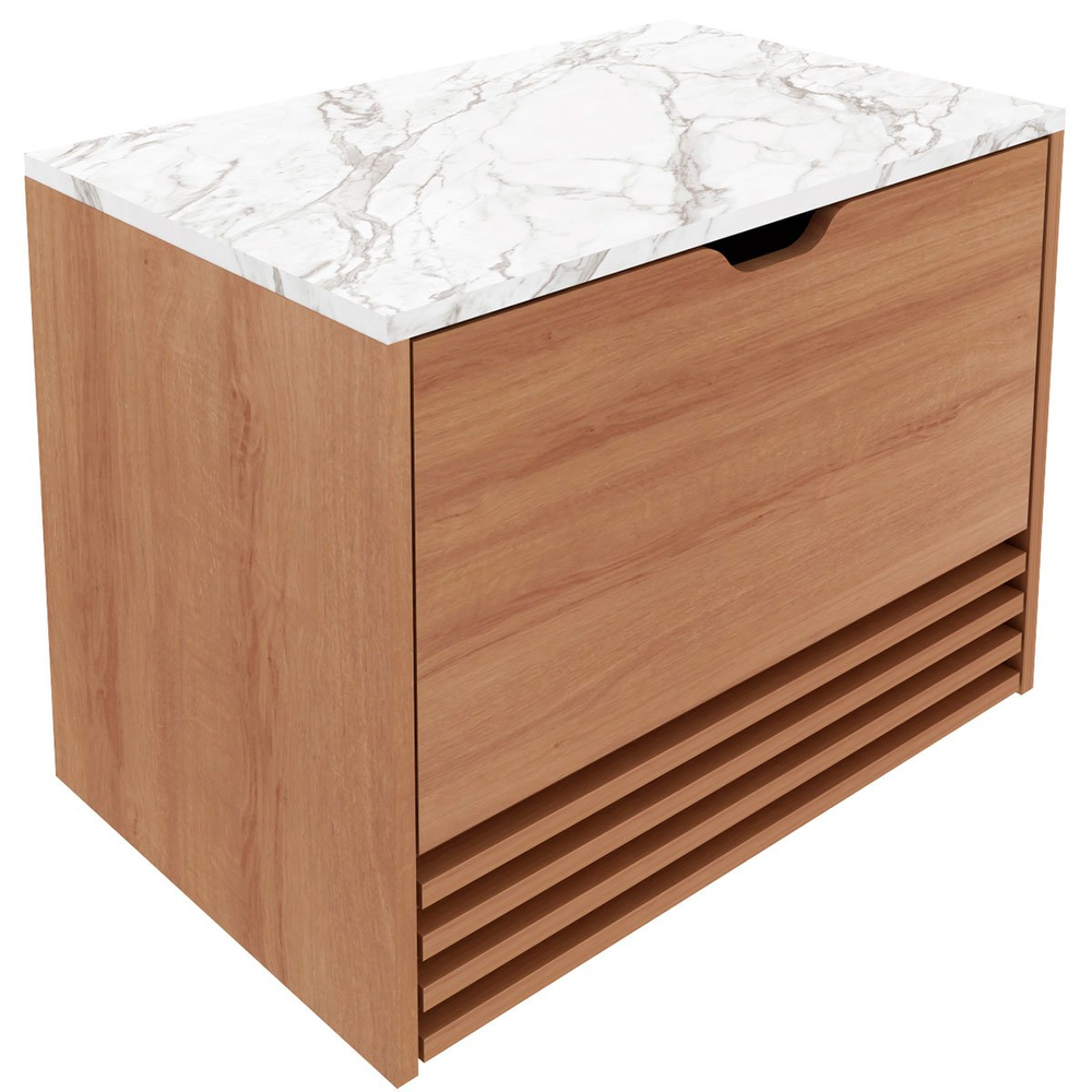 Gabinete de Banheiro 60 cm 1 Porta 1 Gaveta Sâmia Amêndoa/Mármore Branco Gabinete de Banheiro 60 cm 1 Porta 1 Gaveta Sâmia Amêndoa/Mármore Branco