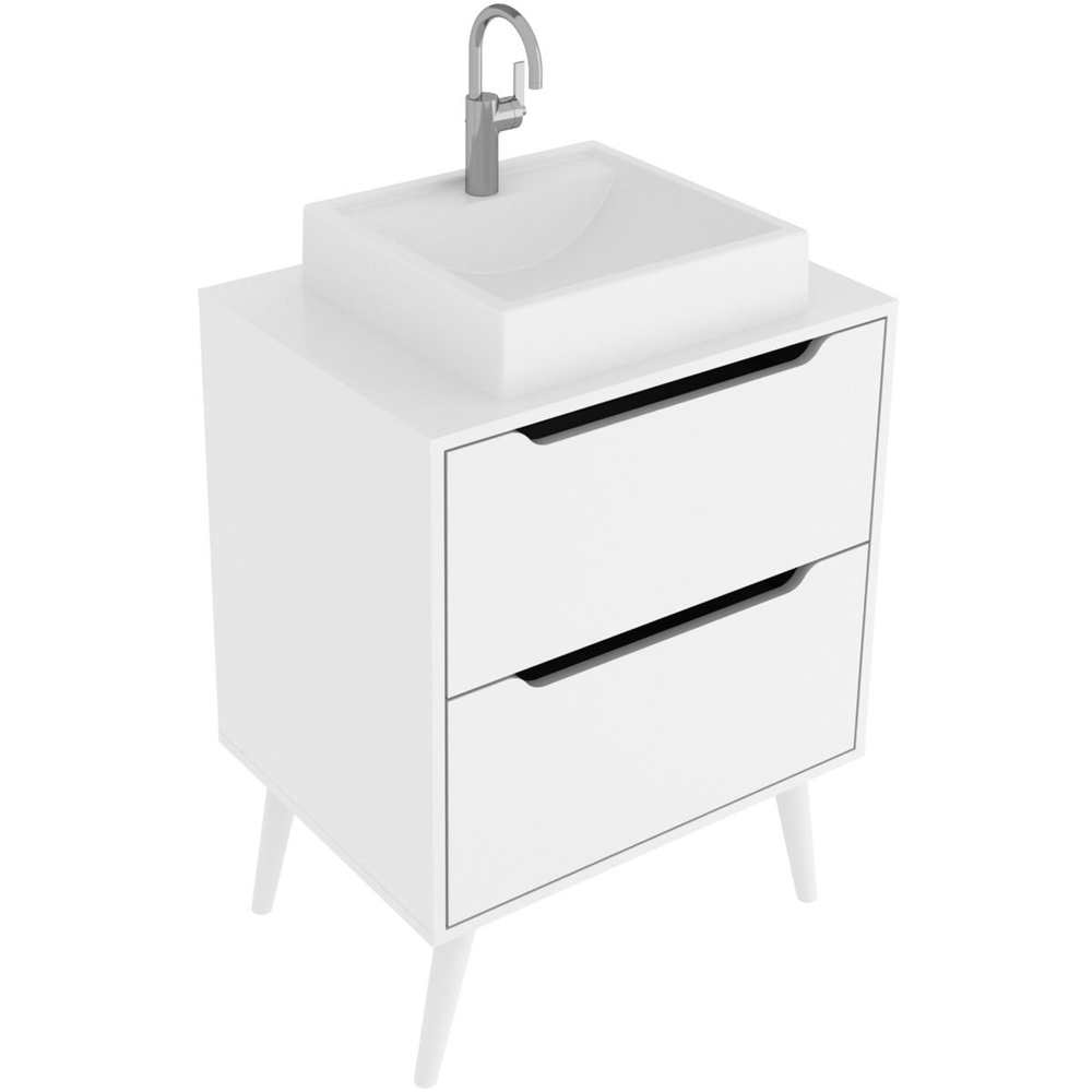 Gabinete para Banheiro 60 cm 2 Gavetas com Cuba Robin Branco Gabinete para Banheiro 60 cm 2 Gavetas com Cuba Robin Branco