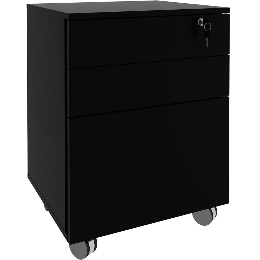 Gaveteiro para Escritório 3 Gavetas com Chave e Rodízios Preto Gaveteiro para Escritório 3 Gavetas com Chave e Rodízios Preto