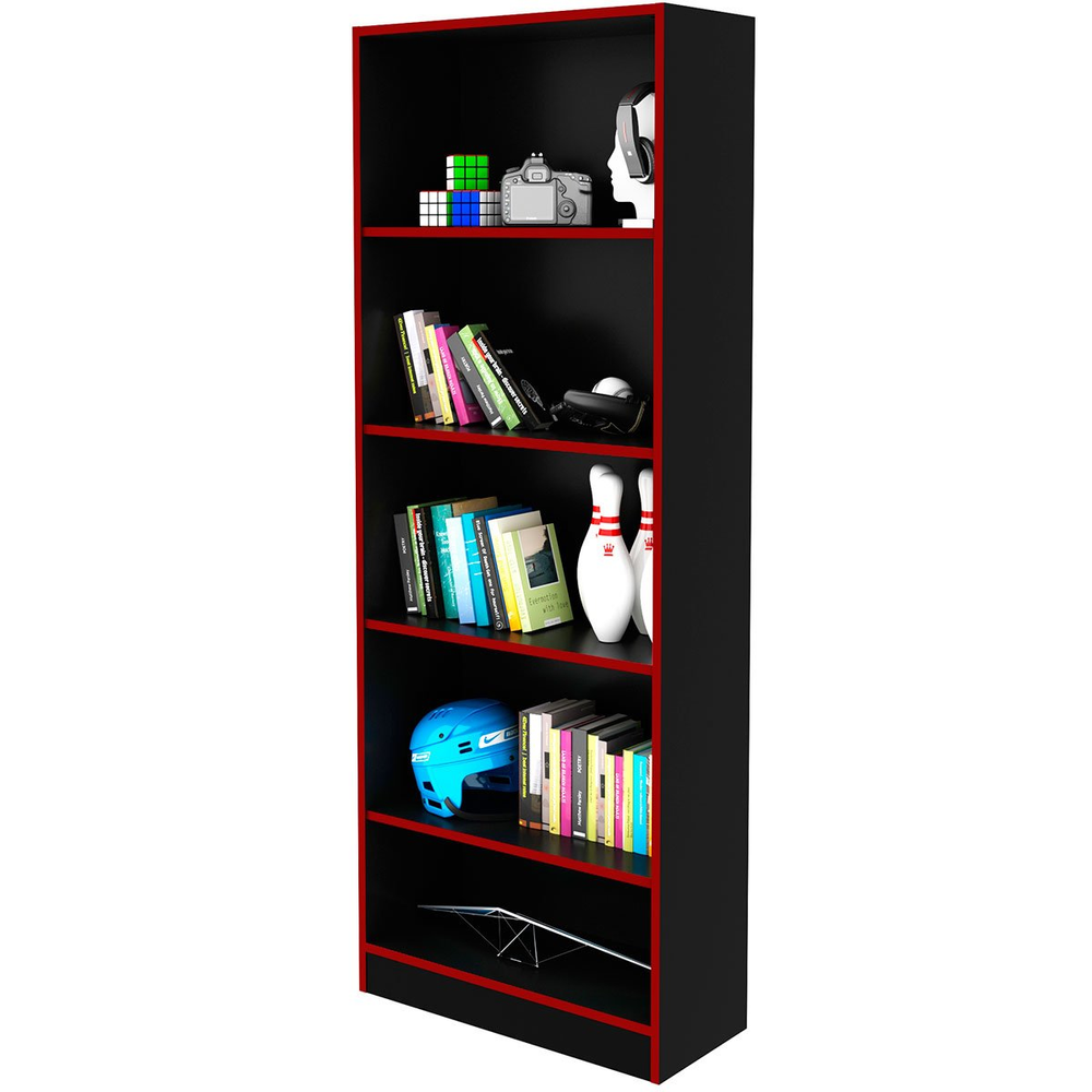 Estante Multiuso Gamer Livreiro Office 5 Prateleiras Preto/Vermelho Estante Multiuso Gamer Livreiro Office 5 Prateleiras Preto/Vermelho