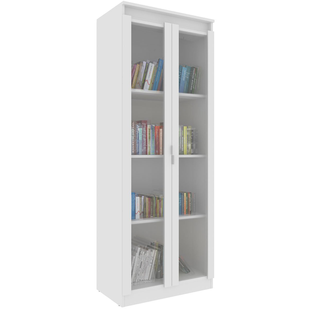Estante Armário Alta Livreiro Multiuso Office 2 Portas Vidro Branco Estante Armário Alta Livreiro Multiuso Office 2 Portas Vidro Branco