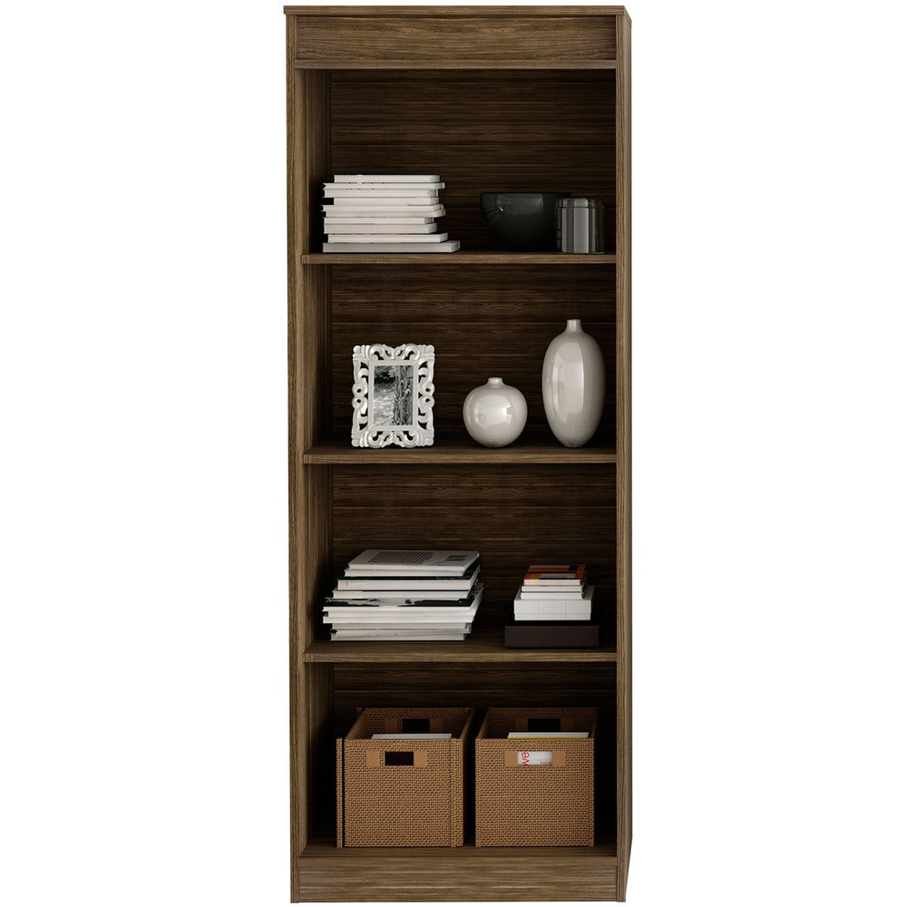 Estante Armário Alta Livreiro Multiuso Office 4 Prateleiras Nogal Estante Armário Alta Livreiro Multiuso Office 4 Prateleiras Nogal