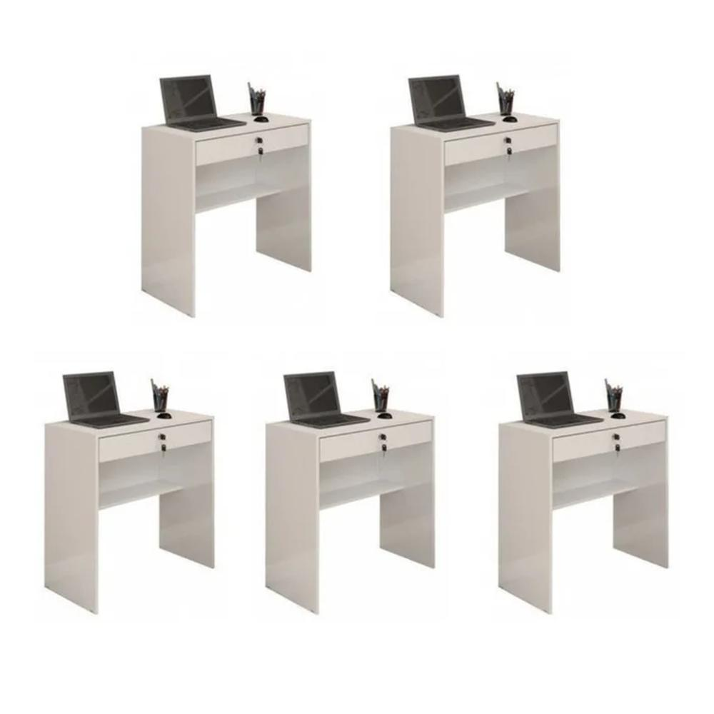 Kit 5 Escrivaninha Andorinha JCM Movelaria Branco Kit 5 Escrivaninha Andorinha JCM Movelaria Branco