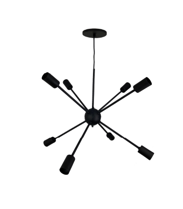 Lustre Sputinik 08 Lâmpadas E27 Preto - T.Y Iluminação Lustre Sputinik 08 Lâmpadas E27 Preto - T.Y Iluminação