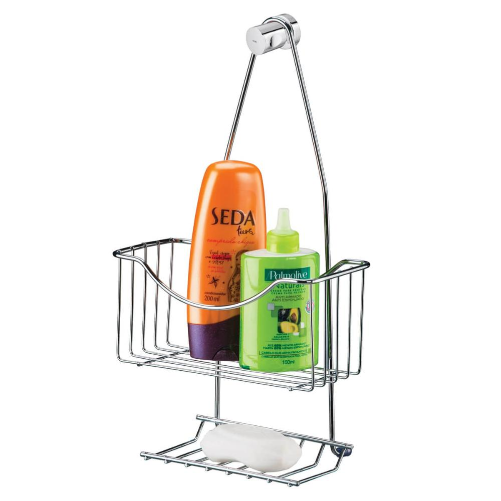 Porta Shampoo com Saboneteira de Registro Aço Cromado Utimil Porta Shampoo com Saboneteira de Registro Aço Cromado Utimil