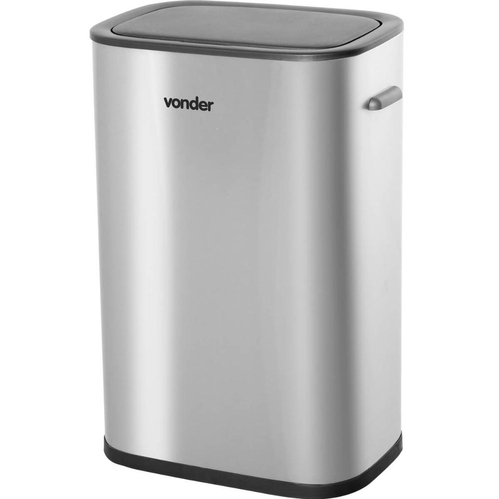 Lixeira Inox Retangular com Sensor de Abertura 55 Litros Cinza Vonder Lixeira Inox Retangular com Sensor de Abertura 55 Litros Cinza Vonder