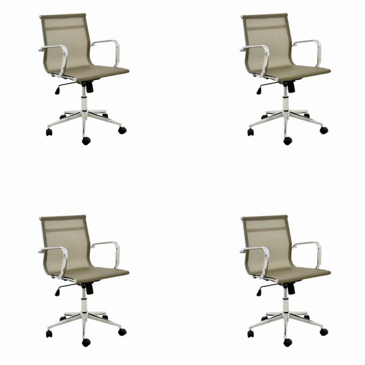 Conjunto Com 4 Cadeiras De Escritório Sevilha Dourado Conjunto Com 4 Cadeiras De Escritório Sevilha Dourado