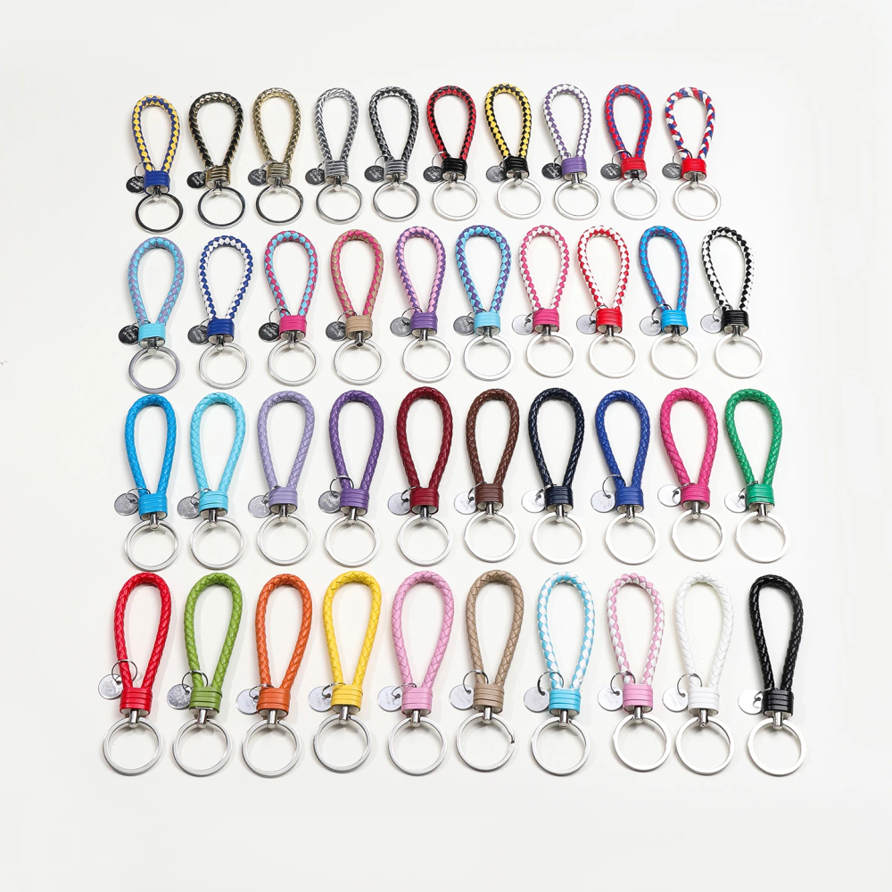 1PC 12cm Colorful PU Leather Braided Woven Rope Keychain DIY Bag Pendant Key Chain Holder Key Car Trinket Keyring For Men Women 1PC 12cm Colorful PU Leather Braided Woven Rope Keychain DIY Bag Pendant Key Chain Holder Key Car Trinket Keyring For Men Women