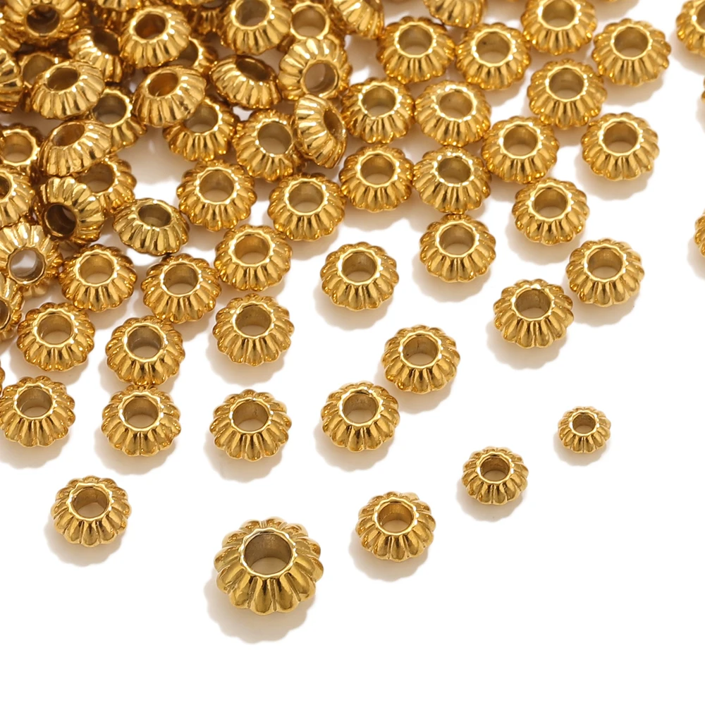 10pcs Stainless Steel Siilcone Beads Lentil Loose Spaced Bead for Jewelry Making DIY Beaded Bracelets Necklace Keychain Bead