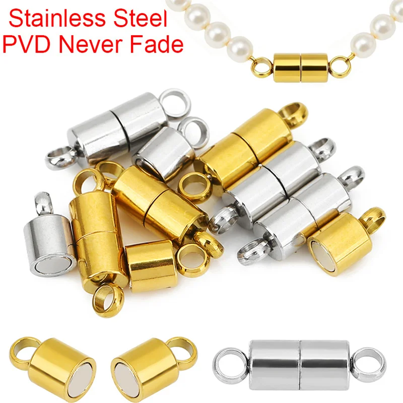 2pcs 14mm Stainless Steel Necklace Clasps Magnetic Hooks PVD Never Fade End Connectors For Bracelets Findings Jewelry Making 2pcs 14mm Stainless Steel Necklace Clasps Magnetic Hooks PVD Never Fade End Connectors For Bracelets Findings Jewelry Making