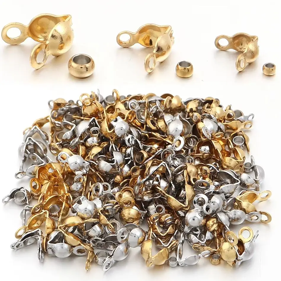 40-200pcs Stainless Steel Connector Clasp Crimp End Beads Jewelry Kit DIY Bracelet Necklace Jewelry Making Findings Accessories 40-200pcs Stainless Steel Connector Clasp Crimp End Beads Jewelry Kit DIY Bracelet Necklace Jewelry Making Findings Accessories
