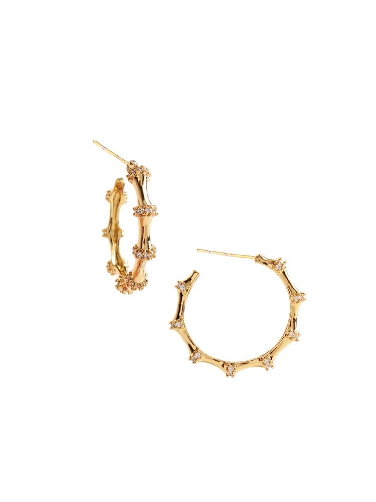 Sumni Fashionable 18K Gold Plated S925 Silver Needle Women's Earrings Face Slimming Geometric Pattern out Style Sumni Fashionable 18K Gold Plated S925 Silver Needle Women's Earrings Face Slimming Geometric Pattern out Style