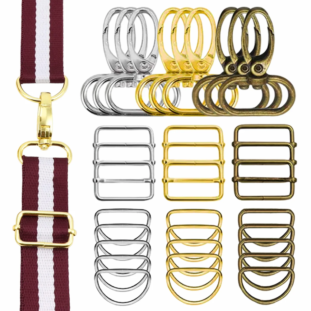 10/30sets Bag Making Hardware Set D-Ring Swivel Clasp Snap Hooks Slide Buckles Strap Adjuster for Handbag Accessories 10/30sets Bag Making Hardware Set D-Ring Swivel Clasp Snap Hooks Slide Buckles Strap Adjuster for Handbag Accessories