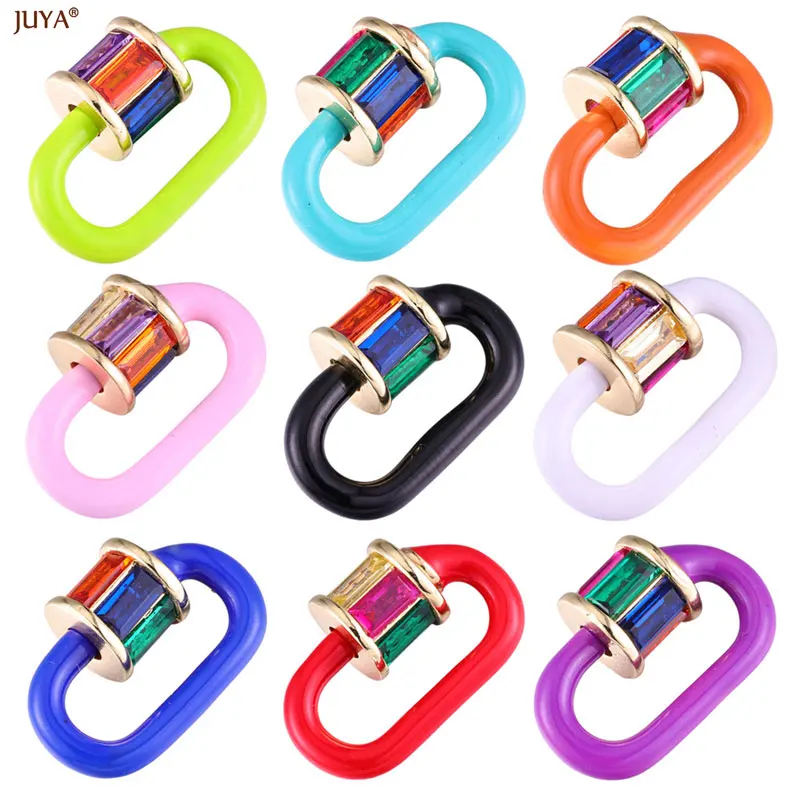 JUYA Latest Design Enamel Spiral Clasps Fasteners Crystal Copper Connector Carabiner For DIY Jewelry Making Supplies Accessories JUYA Latest Design Enamel Spiral Clasps Fasteners Crystal Copper Connector Carabiner For DIY Jewelry Making Supplies Accessories